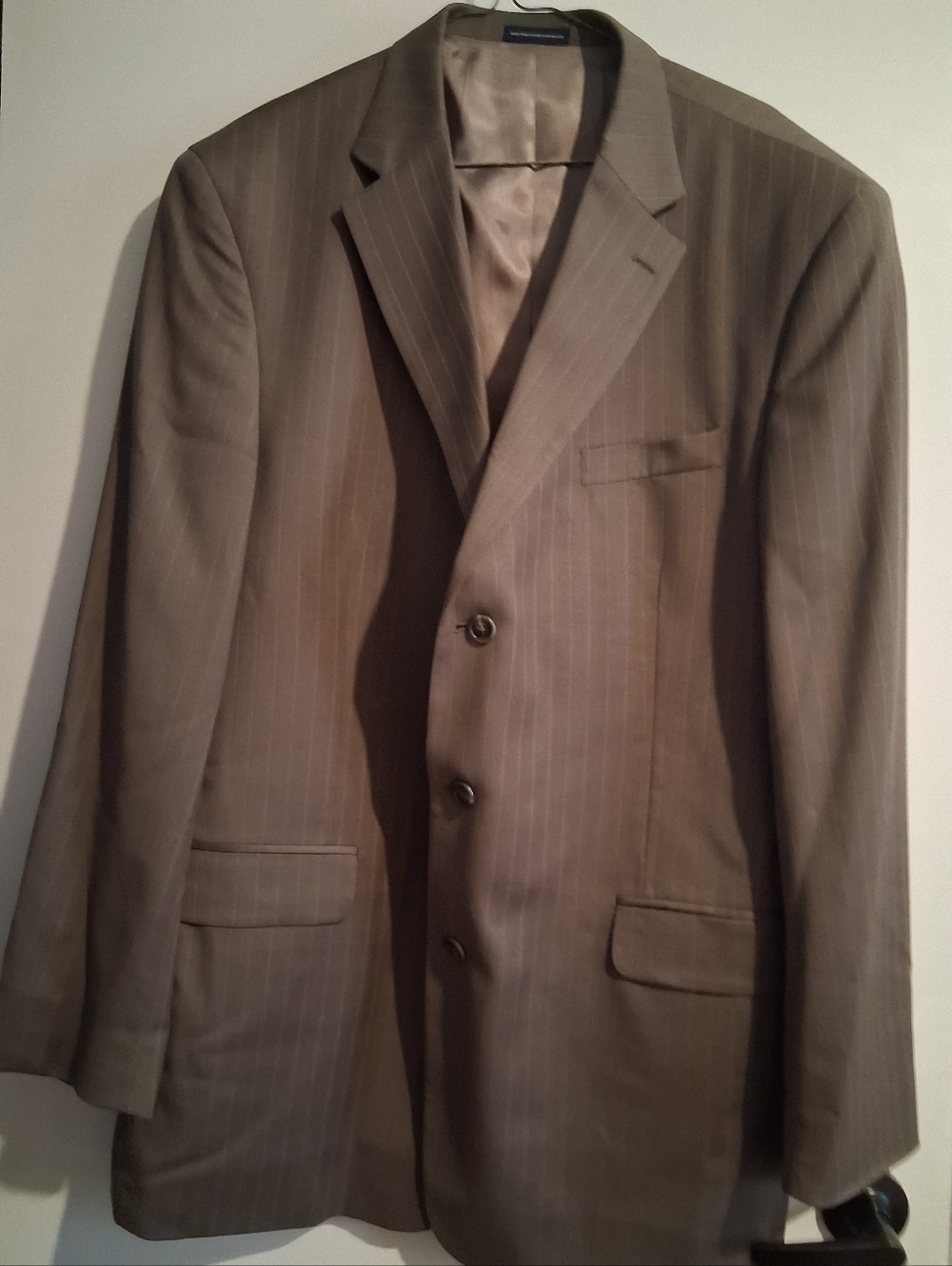 Stafford Perfornance Men's Classic Tan Pinstripe Suit Jacket